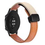 For Honor Magic Watch 2 46mm  22mm Slim Magnetic Buckle Microfiber Leather Watch Band(Aimaorange+Cream Apricot)