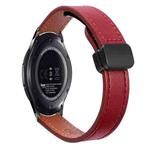 For Samsung Galaxy Gear S3 Frontier 22mm Slim Magnetic Buckle Microfiber Leather Watch Band(Wine Red)