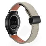 For Samsung Galaxy Gear S3 Frontier 22mm Slim Magnetic Buckle Microfiber Leather Watch Band(Calf Elephant Gray)