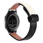 For Samsung Galaxy Gear S3 Classic 22mm Slim Magnetic Buckle Microfiber Leather Watch Band(Black+Apricot)