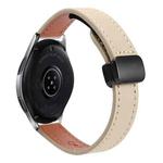 For Samsung Galaxy Watch 46mm 22mm Slim Magnetic Buckle Microfiber Leather Watch Band(Cream Apricot)