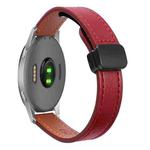 For Garmin Forerunner 255 Music 22mm Slim Magnetic Buckle Microfiber Leather Watch Band(Wine Red)