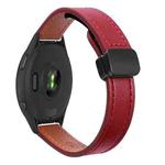 For Garmin Forerunner 265 Music 22mm Slim Magnetic Buckle Microfiber Leather Watch Band(Wine Red)