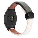 For Garmin Forerunner 265 22mm Slim Magnetic Buckle Microfiber Leather Watch Band(Apricot+Avocado Green)