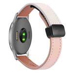 For Garmin Forerunner 255 22mm Slim Magnetic Buckle Microfiber Leather Watch Band(Pink+Apricot)