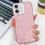 For iPhone 13 Pro Max Plating Glitter Texture TPU Phone Case with Lens Film(Pink Shell Pattern)