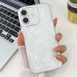 For iPhone 14 Plating Glitter Texture TPU Phone Case with Lens Film(White Shell Grain)