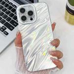 For iPhone 14 Pro Max Plating Glitter Texture TPU Phone Case with Lens Film(White Water Ripples)