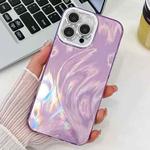 For iPhone 15 Pro Plating Glitter Texture TPU Phone Case with Lens Film(Purple Feather Yarn)