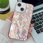 For iPhone 15 Plating Glitter Texture TPU Phone Case with Lens Film(Pink Wrinkles)