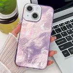 For iPhone 15 Plating Glitter Texture TPU Phone Case with Lens Film(Purple Tinfoil Texture)