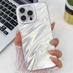 For iPhone 16 Pro Max Plating Glitter Texture TPU Phone Case with Lens Film(White Water Ripples)