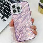 For iPhone 16 Plus Plating Glitter Texture TPU Phone Case with Lens Film(Purple Water Ripples)