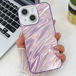 For iPhone 16 Plating Glitter Texture TPU Phone Case with Lens Film(Purple Water Ripples)