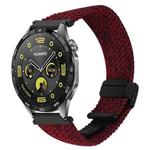 For Huawei Watch GT 4 41mm 18mm Magnetic Buckle Braided Watch Band(Black Sand Red)