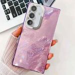 For Samsung Galaxy S24 FE 5G Plating Glitter Texture TPU Phone Case with Lens Film(Purple Tinfoil Texture)