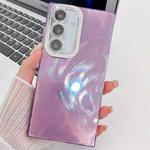 For Samsung Galaxy S25+ 5G Plating Glitter Texture TPU Phone Case with Lens Film(Purple Feather Yarn)