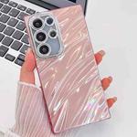 For Samsung Galaxy S25 Ultra 5G Plating Glitter Texture TPU Phone Case with Lens Film(Pink Water Ripples)