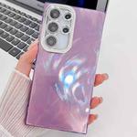 For Samsung Galaxy S25 Ultra 5G Plating Glitter Texture TPU Phone Case with Lens Film(Purple Feather Yarn)