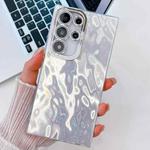 For Samsung Galaxy S25 Ultra 5G Plating Glitter Texture TPU Phone Case with Lens Film(White Wrinkles)