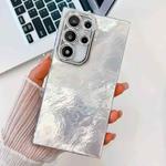 For Samsung Galaxy S25 Ultra 5G Plating Glitter Texture TPU Phone Case with Lens Film(White Tinfoil Texture)