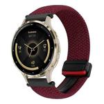 For Garmin Venu 3S 18mm Magnetic Buckle Braided Watch Band(Wine Red)