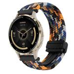 For Garmin Venu 3S 18mm Magnetic Buckle Braided Watch Band(Camouflage Colorful)