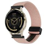 For Garmin Venu 3S 18mm Magnetic Buckle Braided Watch Band(Pink)