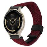 For Garmin Venu 3S 18mm Magnetic Buckle Braided Watch Band(Black Sand Red)