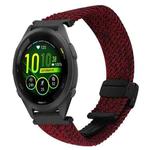 For Garmin Forerunner 265S 18mm Magnetic Buckle Braided Watch Band(Black Sand Red)