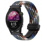 For Garmin Forerunner 255S 18mm Magnetic Buckle Braided Watch Band(Denim Colorful)