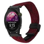 For Garmin Forerunner 255S 18mm Magnetic Buckle Braided Watch Band(Black Sand Red)