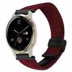 For Garmin Venu 2S 18mm Magnetic Buckle Braided Watch Band(Black Sand Red)