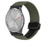 For Garmin Vivomove 3S 18mm Magnetic Buckle Braided Watch Band(Olive Green)