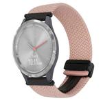 For Garmin Vivomove 3S 18mm Magnetic Buckle Braided Watch Band(Pink)