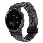 For Garmin Vivoactive 4S 18mm Magnetic Buckle Braided Watch Band(Metal Gray)