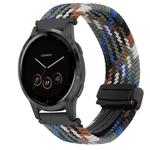 For Garmin Vivoactive 4S 18mm Magnetic Buckle Braided Watch Band(Denim Colorful)