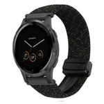 For Garmin Vivoactive 4S 18mm Magnetic Buckle Braided Watch Band(Starlight Black)