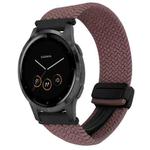 For Garmin Vivoactive 4S 18mm Magnetic Buckle Braided Watch Band(Smoky Purple)