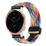 For Garmin Active S 18mm Magnetic Buckle Braided Watch Band(Colorful)