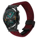 For Huawei Watch GT 2 42mm 20mm Magnetic Buckle Braided Watch Band(Black Sand Red)