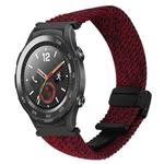 For Huawei Watch 2 20mm Magnetic Buckle Braided Watch Band(Black Sand Red)