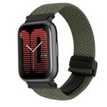 For Amazfit Active Magnetic Buckle 20mm Braided Watch Band(Olive Green)