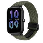 For Amazfit Bip 3 Pro Magnetic Buckle 20mm Braided Watch Band(Olive Green)