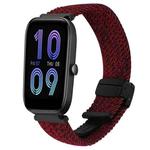 For Amazfit Bip 3 Magnetic Buckle 20mm Braided Watch Band(Black Sand Red)