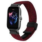 For Amazfit GTS 3 Magnetic Buckle 20mm Braided Watch Band(Black Sand Red)