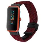 For Amazfit Bip Magnetic Buckle 20mm Braided Watch Band(Black Sand Red)