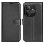 For Realme GT 6 5G Litchi Texture Horizontal Flip Leather Phone Case with Holder(Black)