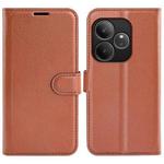 For Realme GT 6 5G Litchi Texture Horizontal Flip Leather Phone Case with Holder(Brown)