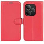 For Realme GT 6 5G Litchi Texture Horizontal Flip Leather Phone Case with Holder(Rose Red)